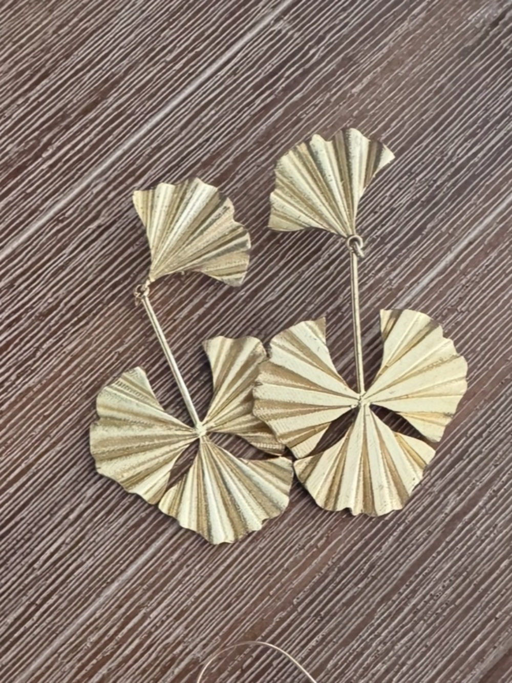 Gold Ginkgo Leaf Statement Earrings Set